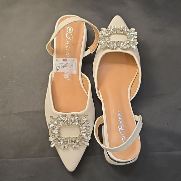 BRAND NEW FOREVER ELEGANT WOMEN CRYSTAL EMBELLISHMENT RHINESTONE SLINBACK FLAT - Picture 7 of 16